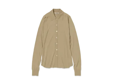 AURALEE Super High Gauge Cotton Knit Shirt Cardigan "Beige"