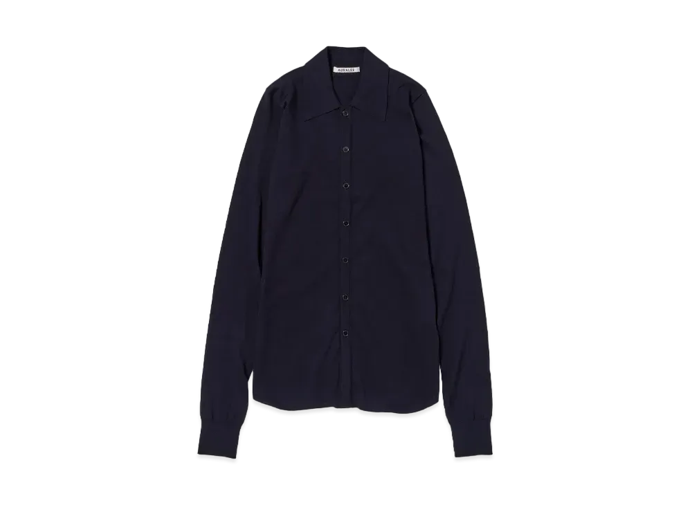 AURALEE Super High Gauge Cotton Knit Shirt Cardigan "Dark Navy"
