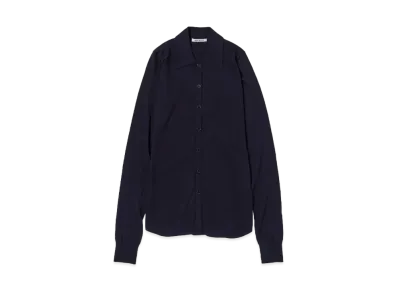 AURALEE Super High Gauge Cotton Knit Shirt Cardigan "Dark Navy"
