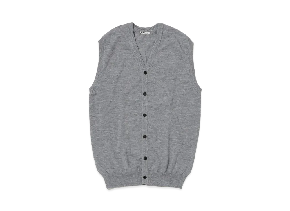AURALEE Cashmere Hard Twist Knit Long Vest "Top Gray"