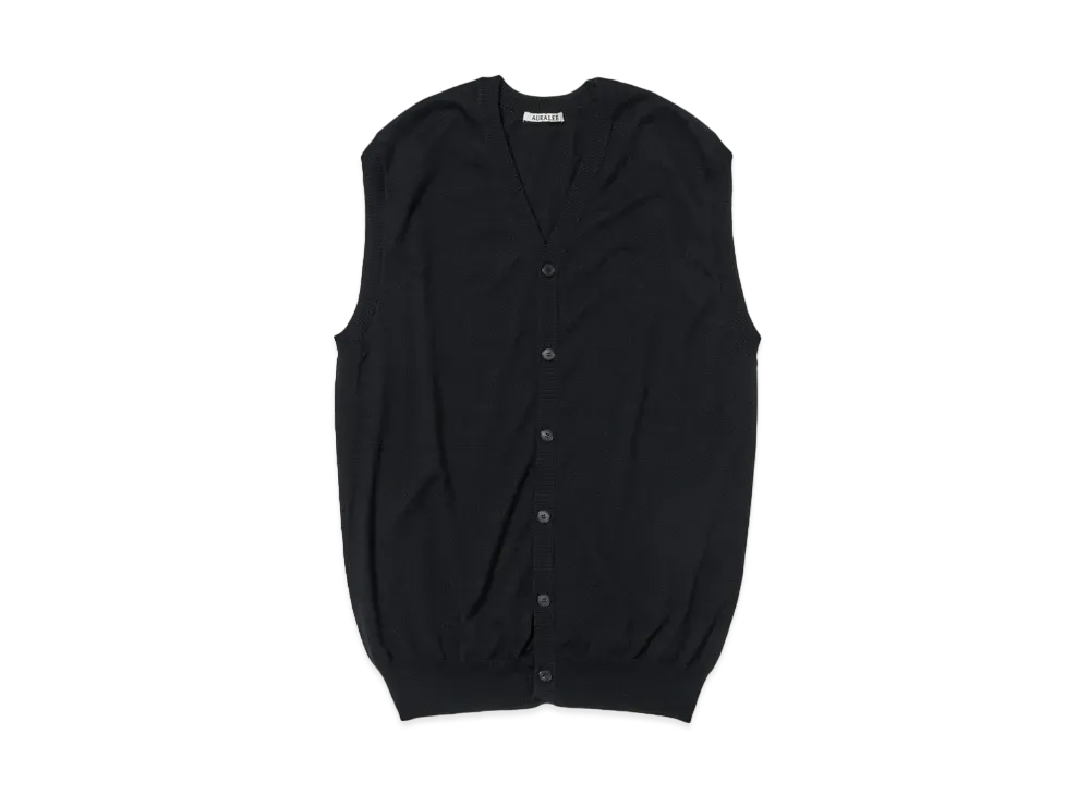 AURALEE Cashmere Hard Twist Knit Long Vest "Black"