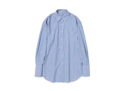 AURALEE Super Fine Wool Stripe Shirt "Sax Blue Stripe"