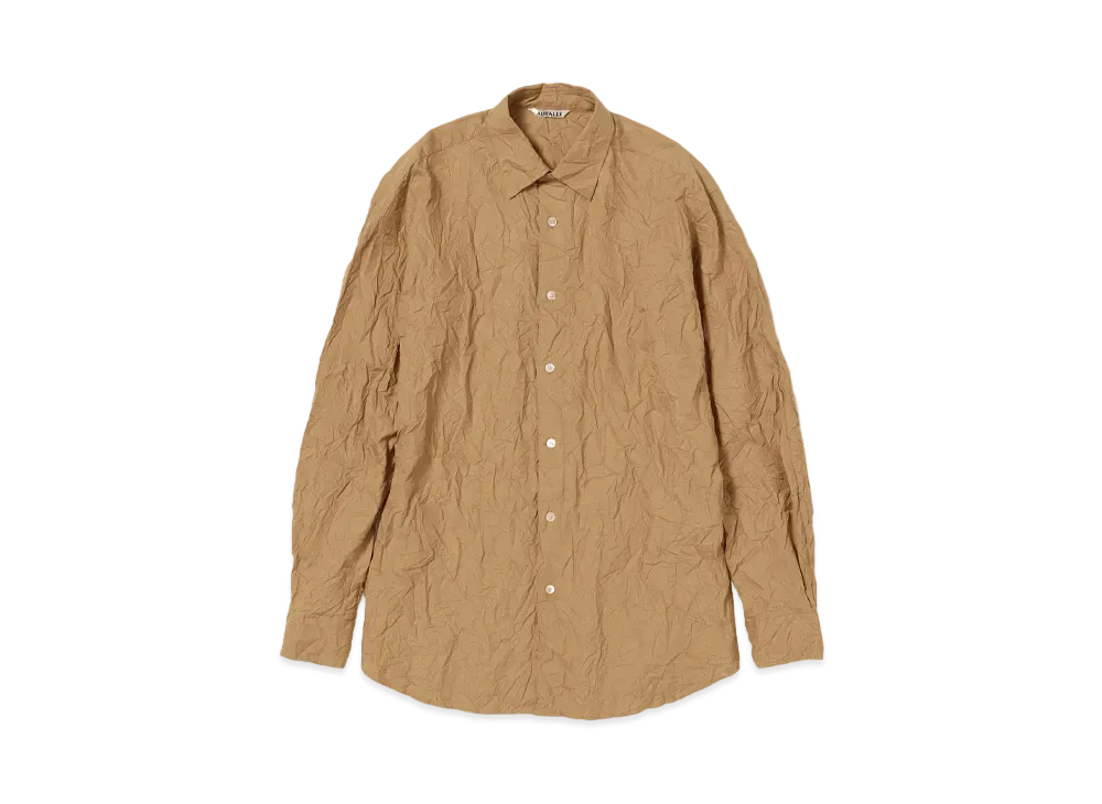 AURALEE Wrinkled Washed Finx Twill Shirt "Brown"
