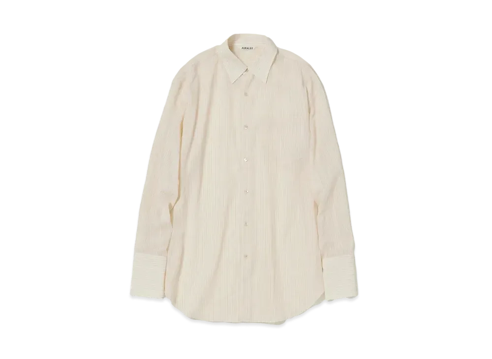 AURALEE Hard Twist Finx Organdy Stripe Shirt "Light Beige Stripe"