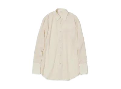 AURALEE Hard Twist Finx Organdy Stripe Shirt "Light Beige Stripe"