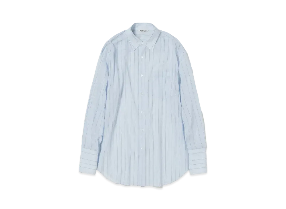 AURALEE Hard Twist Finx Organdy Stripe Shirt "Light Blue Stripe"