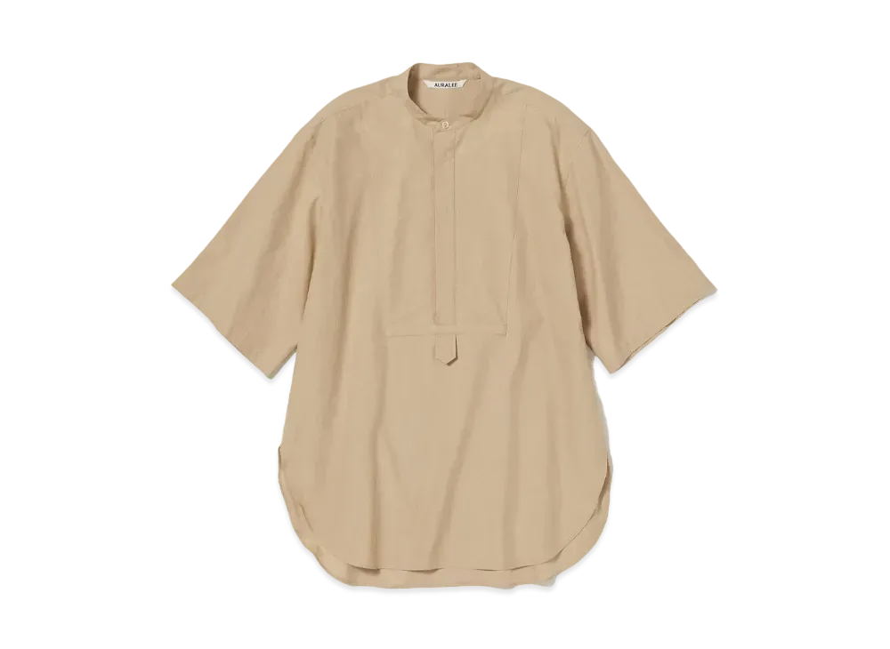 AURALEE Washed Finx Twill Half Sleeved P/O Shirt "Light Brown"