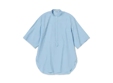 AURALEE Washed Finx Twill Half Sleeved P/O Shirt "Sax Blue"