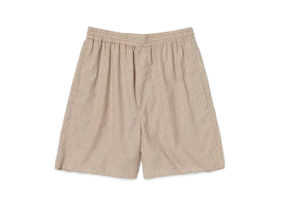 AURALEE Super Fine Wool Stripe Shorts "Light Brown Stripe"