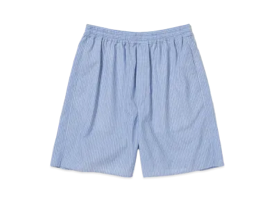 AURALEE Super Fine Wool Stripe Shorts "Sax Blue Stripe"
