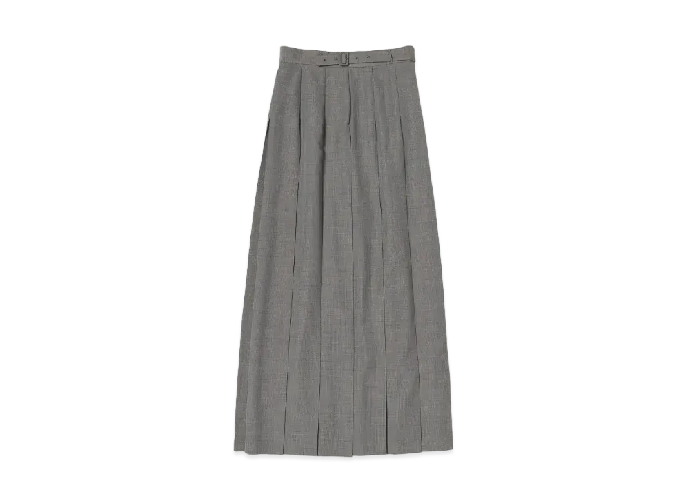 AURALEE Tropical Wool Kid Mohair Pleated Skirt "Gray Check"
