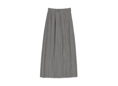 AURALEE Tropical Wool Kid Mohair Pleated Skirt "Gray Check"