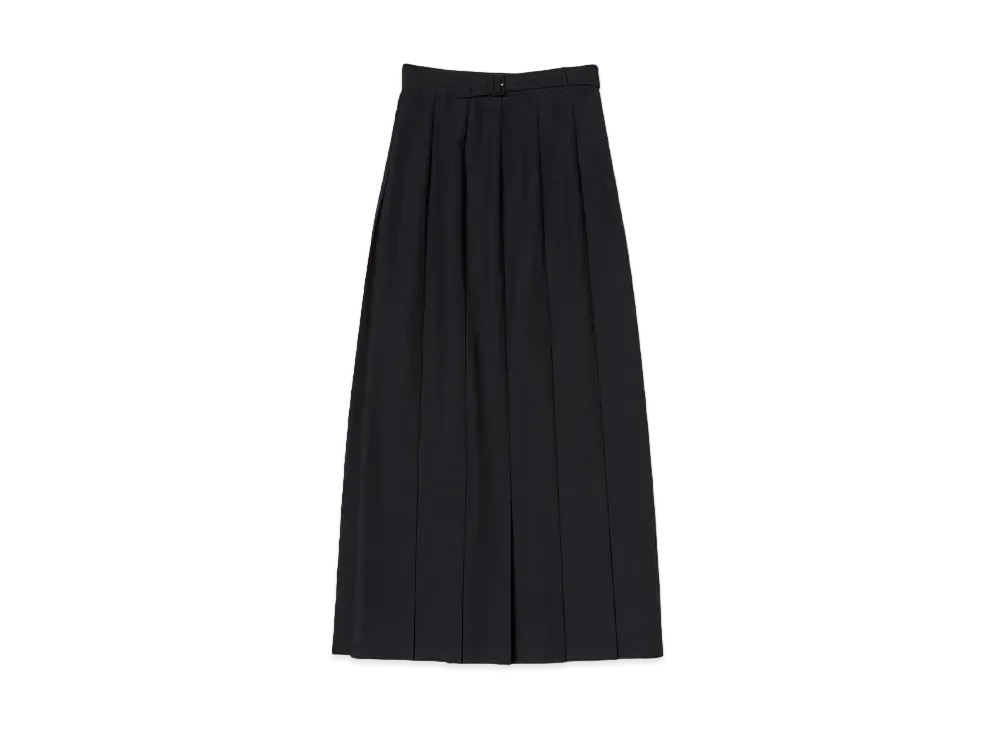 AURALEE Tropical Wool Kid Mohair Pleated Skirt "Black"