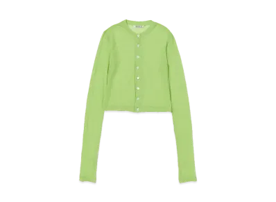 AURALEE Hard Twist Cotton Gauze Cardigan "Lime Green"