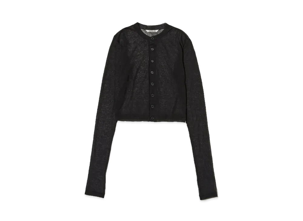 AURALEE Hard Twist Cotton Gauze Cardigan "Black"