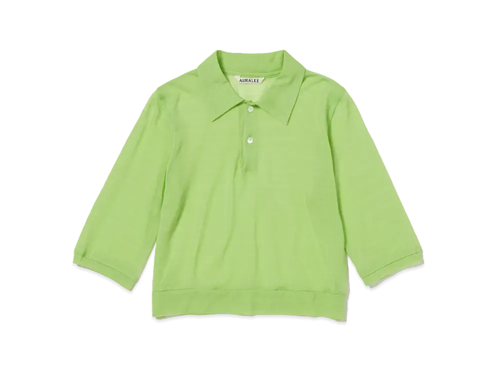 AURALEE Hard Twist Cotton Gauze Short Polo "Lime Green"