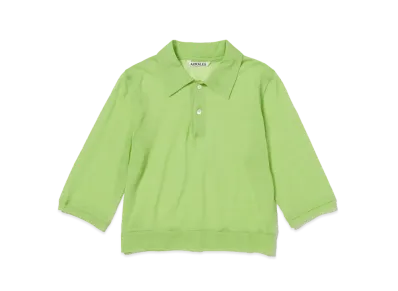 AURALEE Hard Twist Cotton Gauze Short Polo "Lime Green"