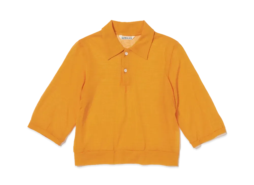 AURALEE Hard Twist Cotton Gauze Short Polo "Orange"