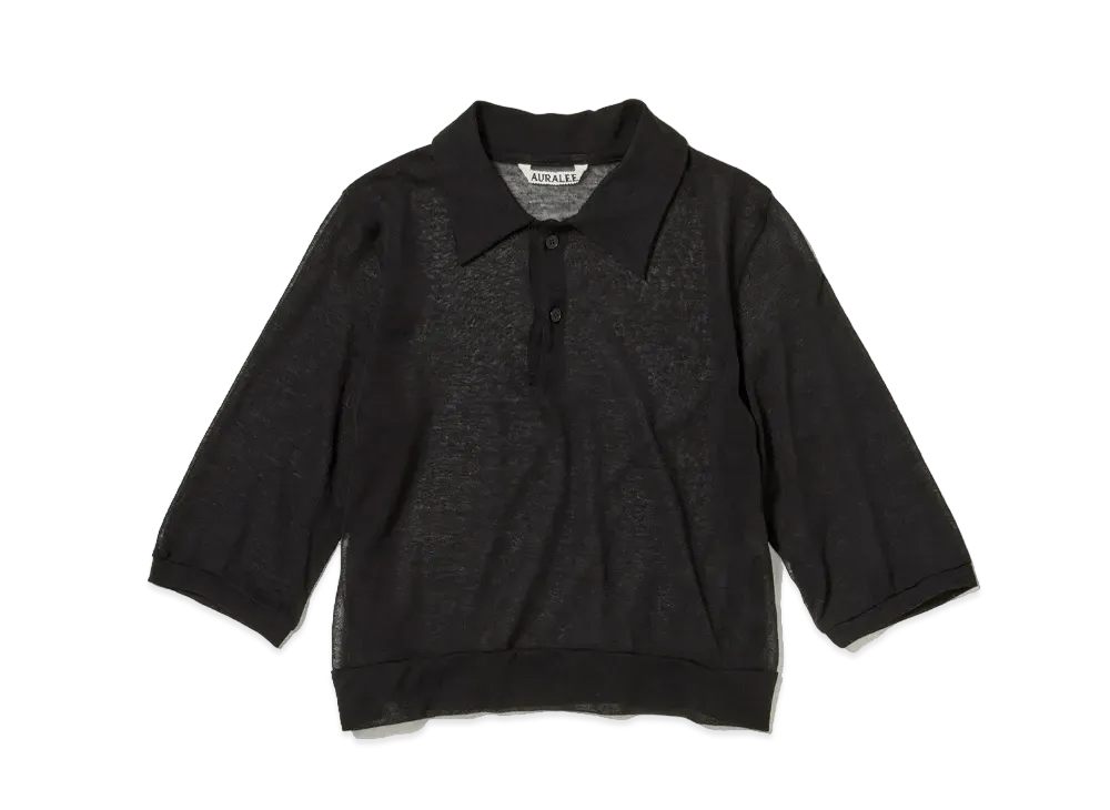 AURALEE Hard Twist Cotton Gauze Short Polo "Black"