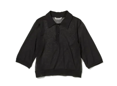 AURALEE Hard Twist Cotton Gauze Short Polo "Black"