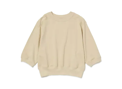AURALEE Elastic High Gauge Sweat Half Sleeve P/O "Light Beige"