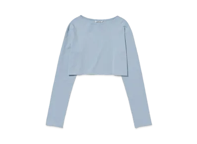 AURALEE Organic Cotton High Gauge Jersey Boat Neck L/S Tee "Blue Gray"