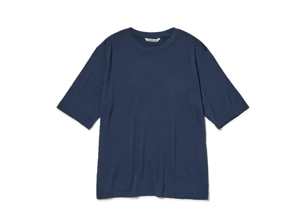 AURALEE Extra Fine Wool Jersey Tee "Navy"