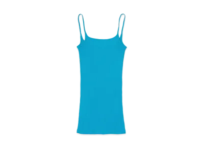 AURALEE Organic Soft Rib Camisole "Turquoise Blue"