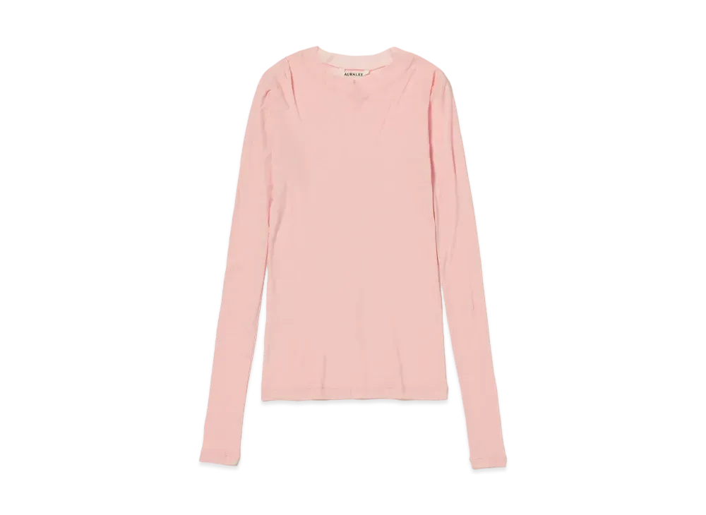 AURALEE Super High Gauge Sheer Rib L/S Tee "Light Pink"