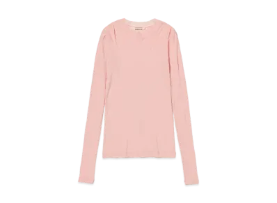 AURALEE Super High Gauge Sheer Rib L/S Tee "Light Pink"