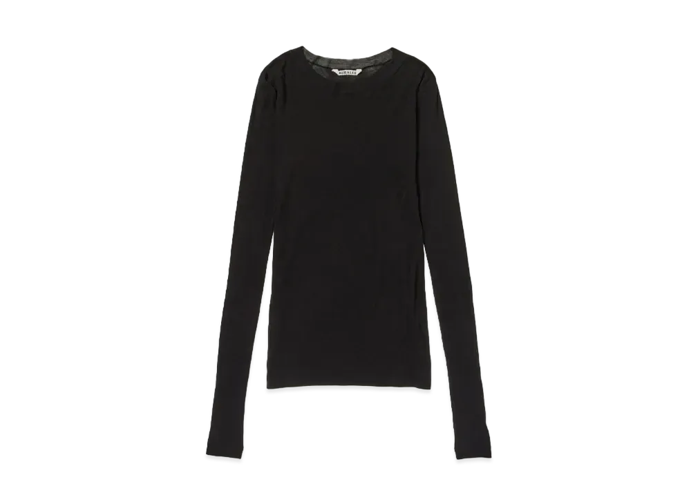 AURALEE Super High Gauge Sheer Rib L/S Tee "Black"