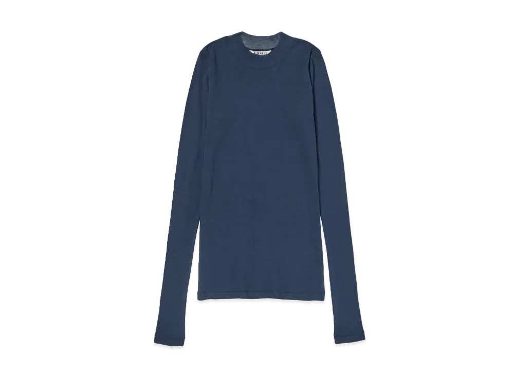 AURALEE Super High Gauge Sheer Rib L/S Tee "Navy"