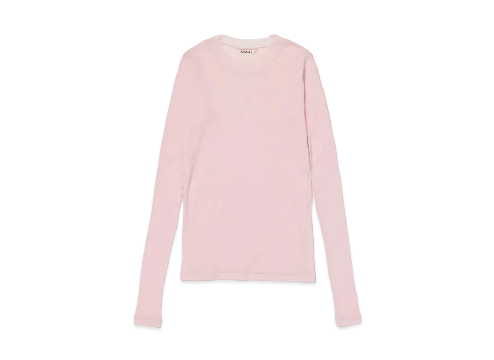AURALEE Super High Gauge Sheer Rib L/S Tee "Pink"