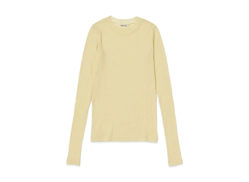 AURALEE Super High Gauge Sheer Rib L/S Tee "Yellow"