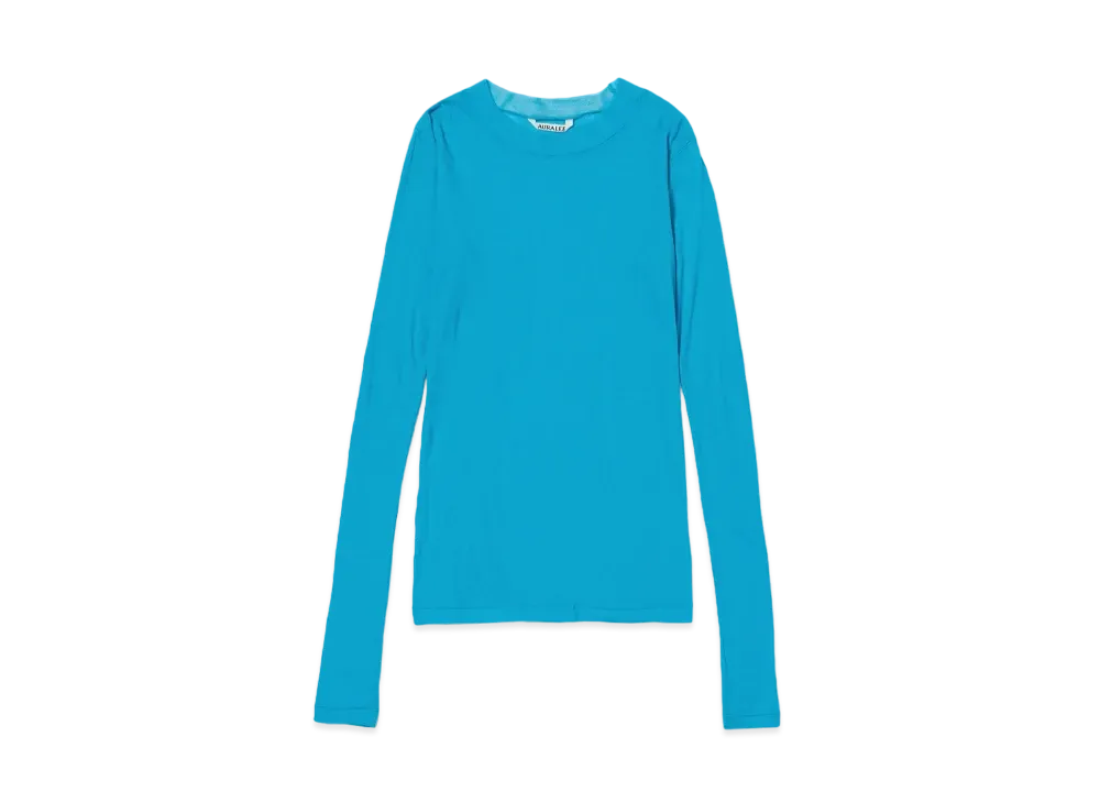 AURALEE Super High Gauge Sheer Rib L/S Tee "Turquoise Blue"