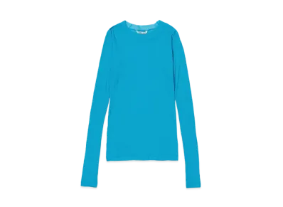 AURALEE Super High Gauge Sheer Rib L/S Tee "Turquoise Blue"
