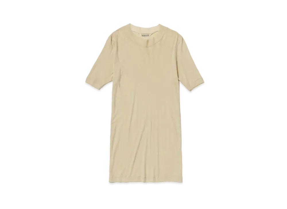 AURALEE Super High Gauge Sheer Rib Tee "Light Beige"