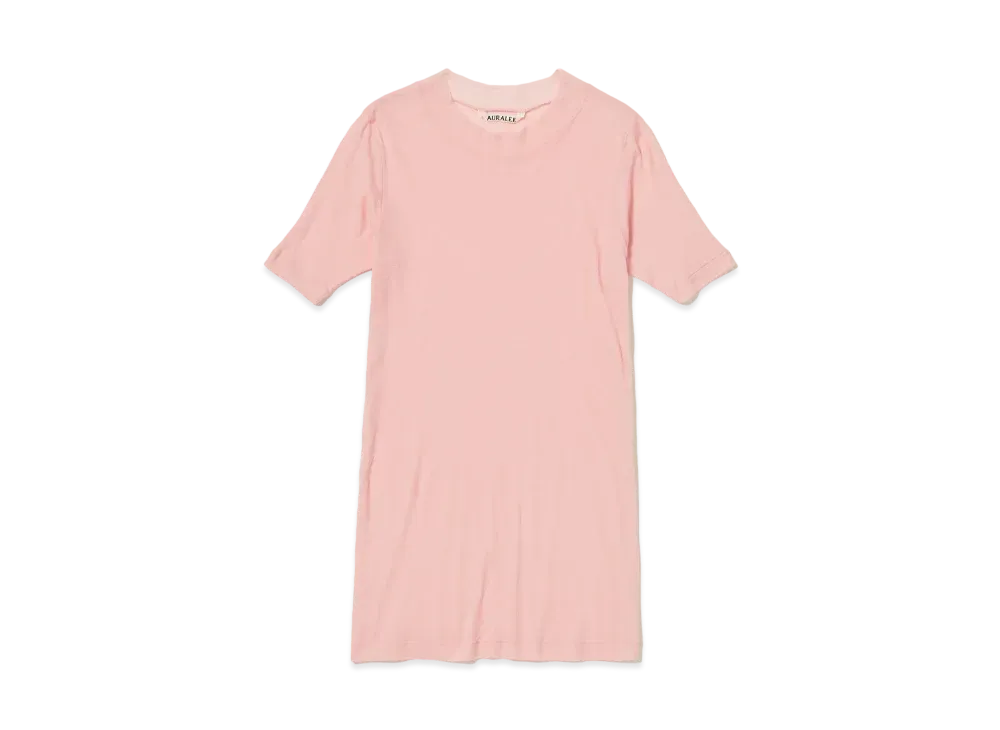 AURALEE Super High Gauge Sheer Rib Tee "Light Pink"