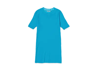 AURALEE Super High Gauge Sheer Rib Tee "Turquoise Blue"