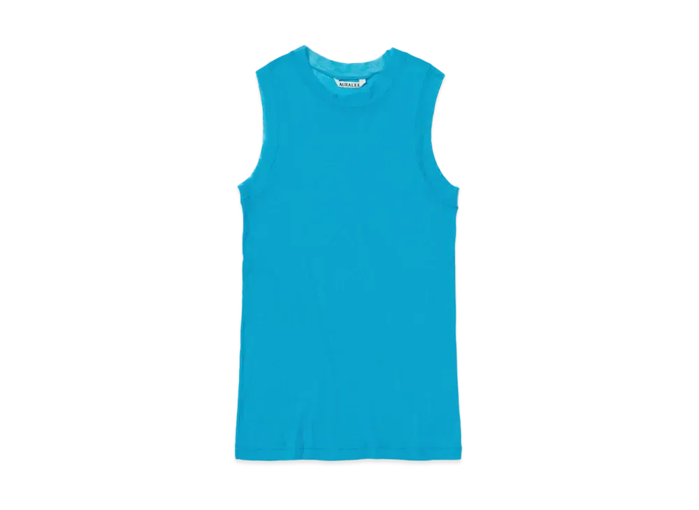 AURALEE Super High Gauge Sheer Rib Tank "Turquoise Blue"