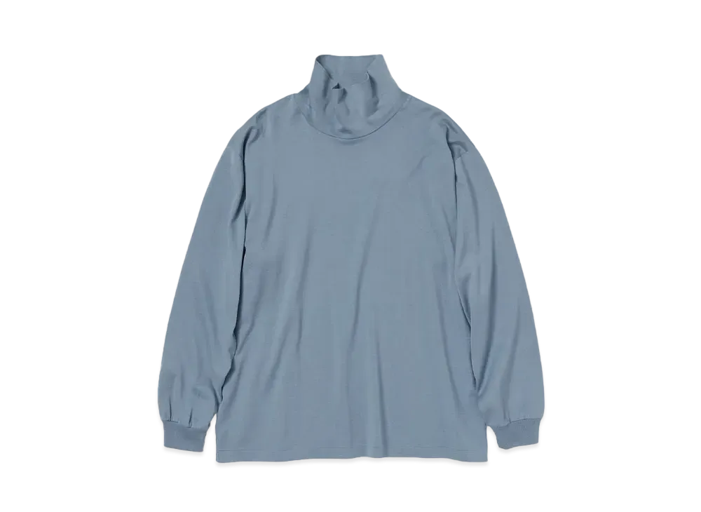 AURALEE Luster Plaiting Hi Neck L/S Tee "Dusty Blue"