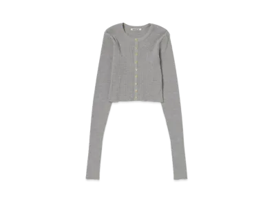 AURALEE Super Fine Wool High Gauge Rib Knit Short Cardigan "Top Gray"