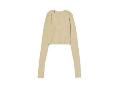 AURALEE Super Fine Wool High Gauge Rib Knit Short Cardigan "Light Beige"