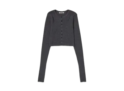 AURALEE Super Fine Wool High Gauge Rib Knit Short Cardigan "Top Charcoal"