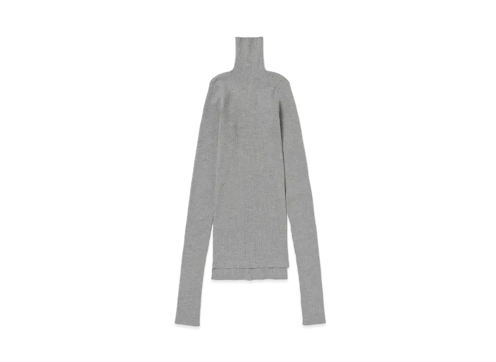 AURALEE Super Fine Wool High Gauge Rib Knit Turtle "Top Gray"