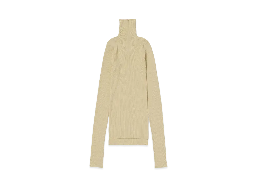 AURALEE Super Fine Wool High Gauge Rib Knit Turtle "Light Beige"