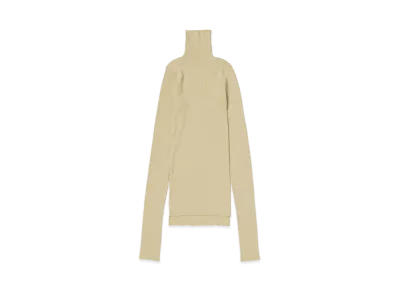 AURALEE Super Fine Wool High Gauge Rib Knit Turtle "Light Beige"