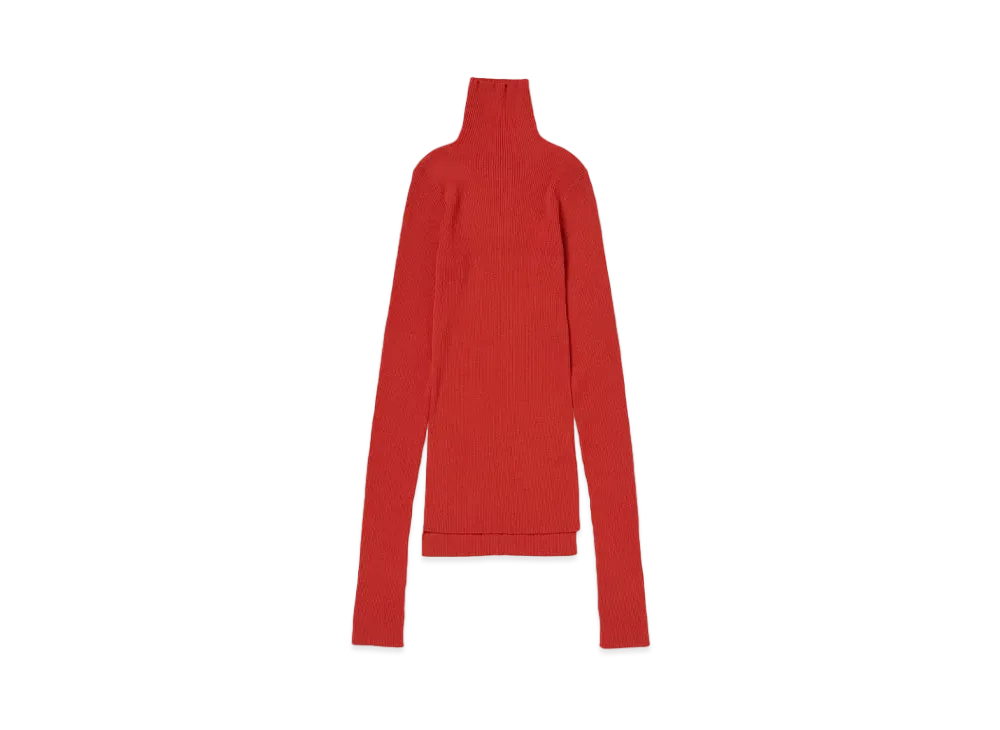 AURALEE Super Fine Wool High Gauge Rib Knit Turtle "Red"