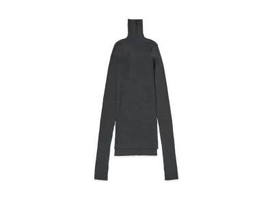 AURALEE Super Fine Wool High Gauge Rib Knit Turtle "Top Charcoal"