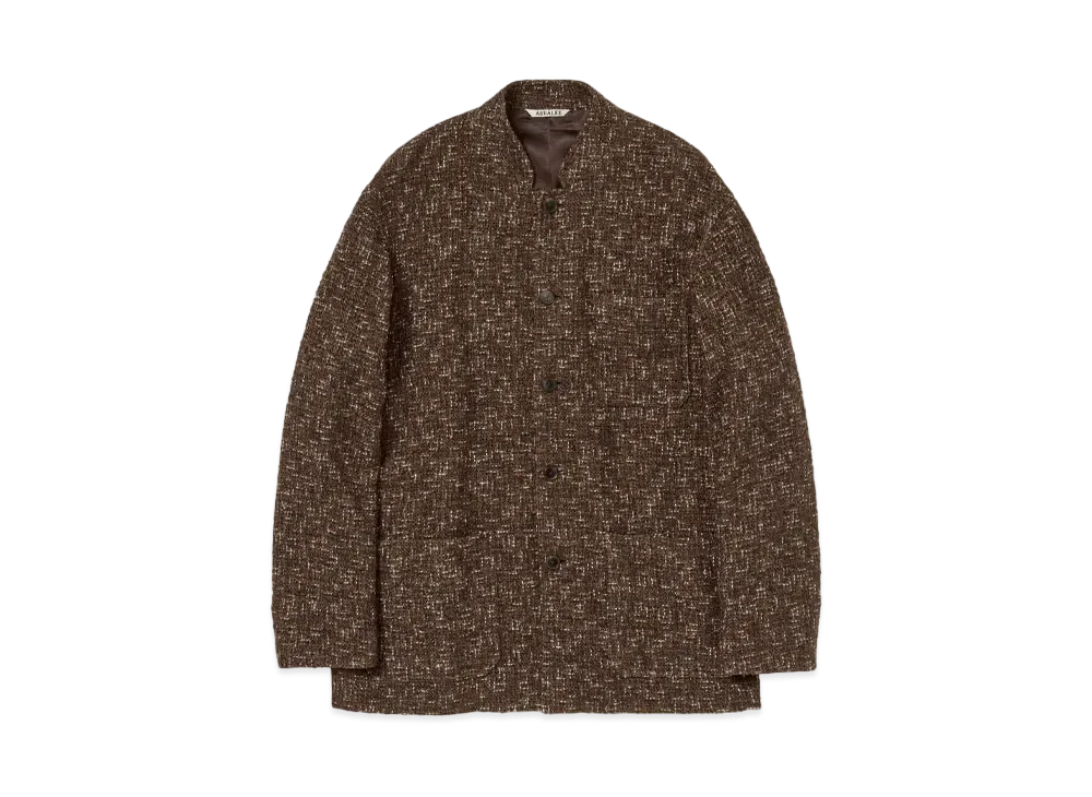 AURALEE Homespun Tweed Jacket "Dark Brown"